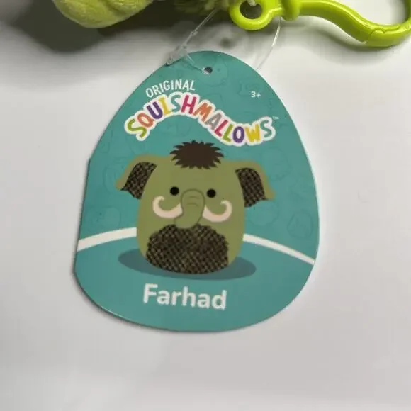 NWT Farhad Lime Green Woolley Mammoth Original Squishmallow by Kelly Toy 3.5” - Picture 3 of 3